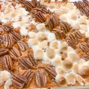 Sweet potato casserole with marshmallows and pecan recipe