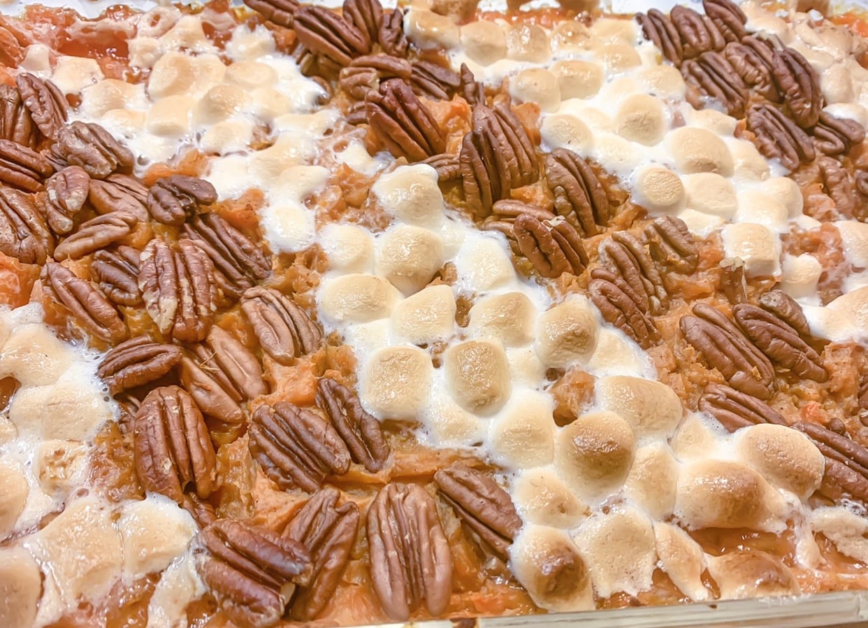 Sweet potato casserole with marshmallows and pecan recipe