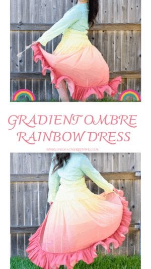 Gradient Ruffled Ombre Rainbow Dress