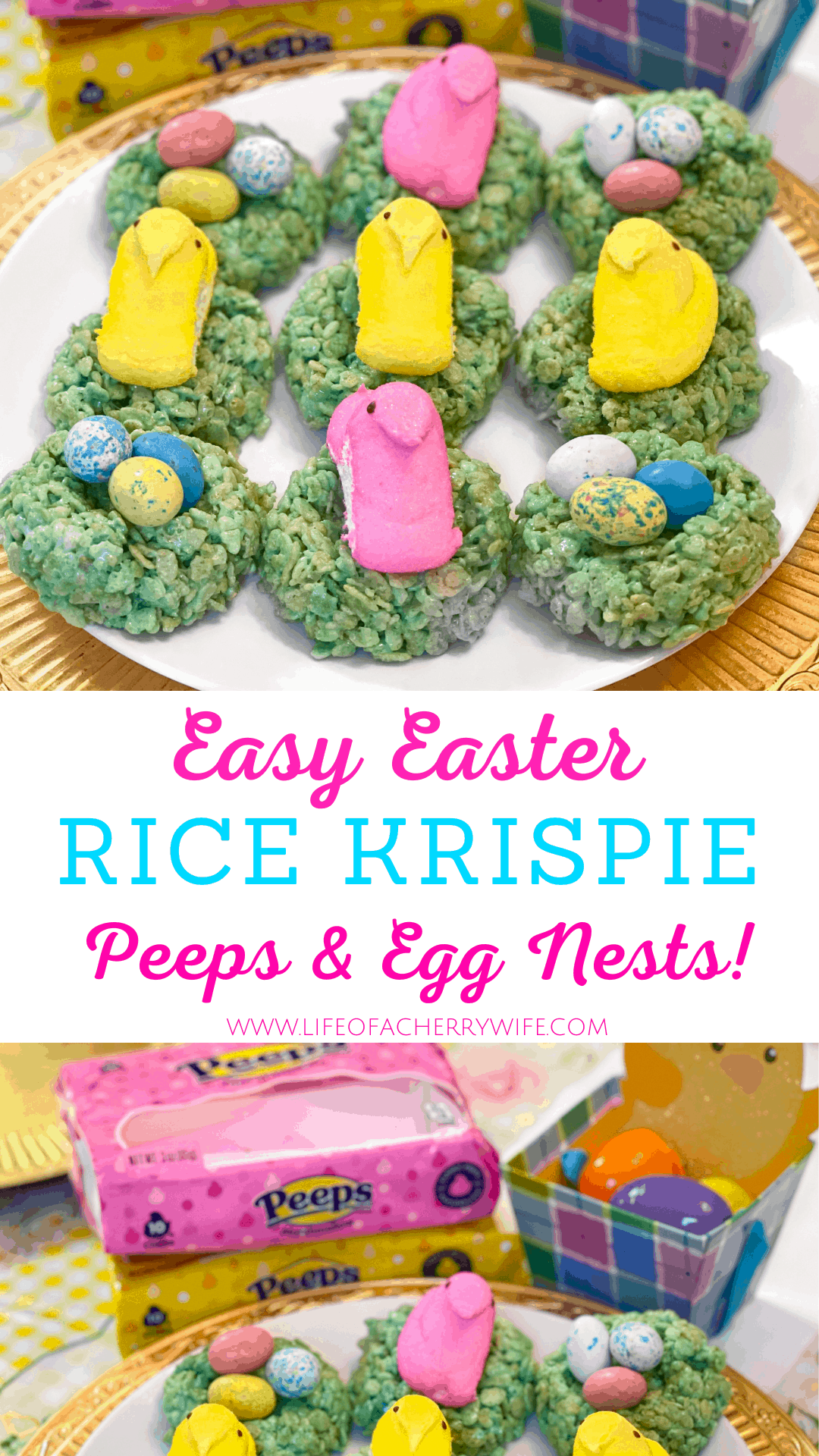 Easy Easter Rice Krispie Peeps and Egg Nest Treats