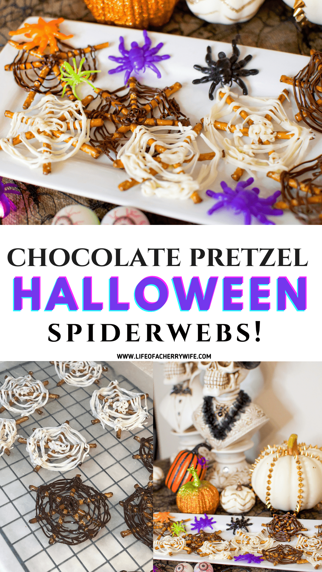 Halloween Chocolate Pretzel Spider webs