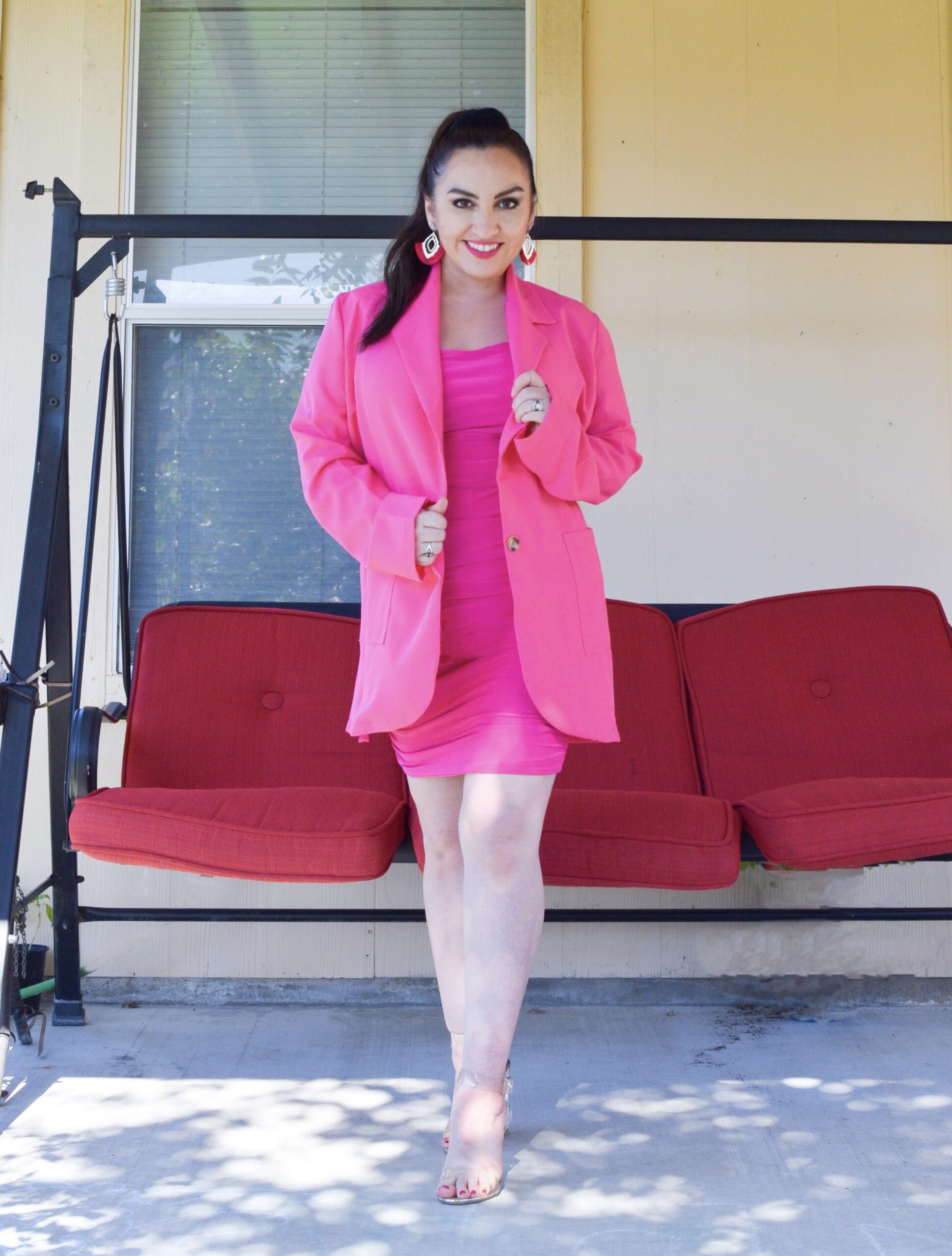 pink blazer, oversized blazer, Femme Luxe Finery