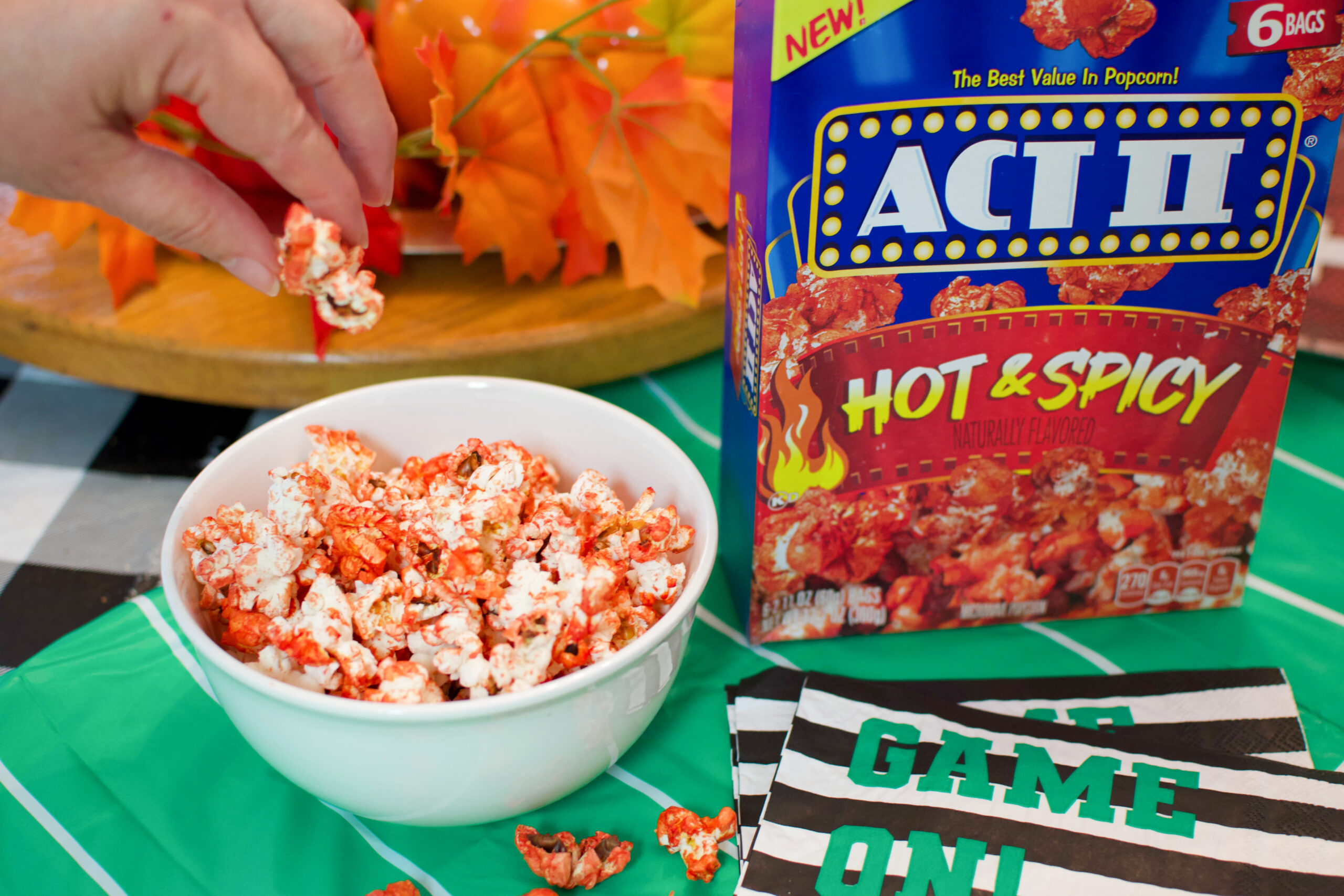 HOt and Spicy popcorn. snacktime food